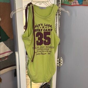 Surf Camp Lime Green Tank Top